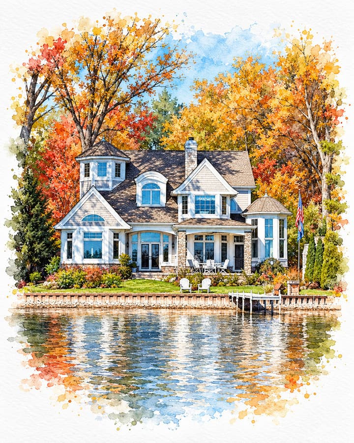Watercolor house portrait example